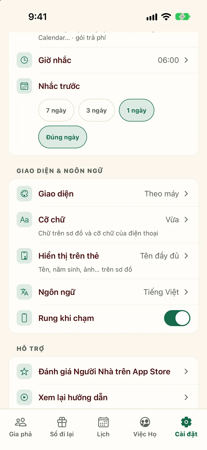 Cài đặt phần Giao diện và ngôn ngữ