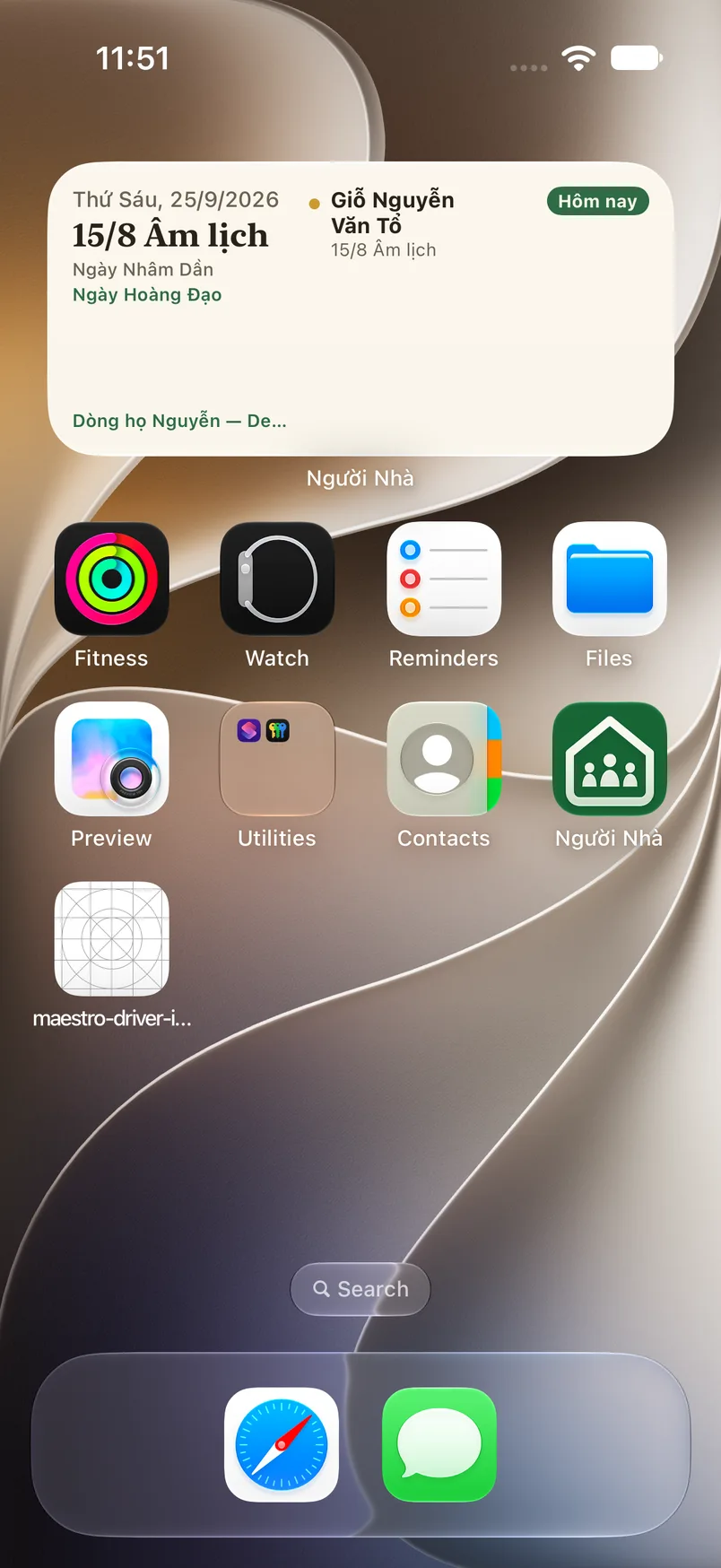 Người Nhà widget on the iPhone home screen